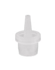 Clear plastic funnel on a white background
