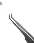 Diamond Series 45° eyelash extension tweezers with 5mm angled tip and micro-textured stainless steel finish for professional lash application