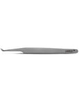 Professional stainless steel eyelash extension tweezers with 45° angle for detailed lash work and fan formation
