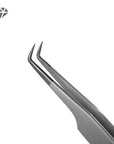 Diamond Series 90° eyelash extension tweezers with 7mm angled tip and micro-textured stainless steel finish for professional lash application