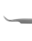 Professional curved eyelash tweezers with gentle curvature for comfortable angled work during lash application