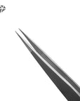 Diamond Series standard straight eyelash extension tweezers with micro-textured stainless steel tips for precise lash isolation