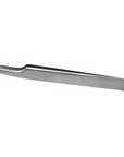 Professional curved eyelash extension tweezers showing ergonomic design for isolating lashes without touching brow bone
