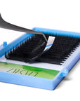 Close-up of Lashy lash extension strips showing soft lightweight fiber and effortless tape removal system